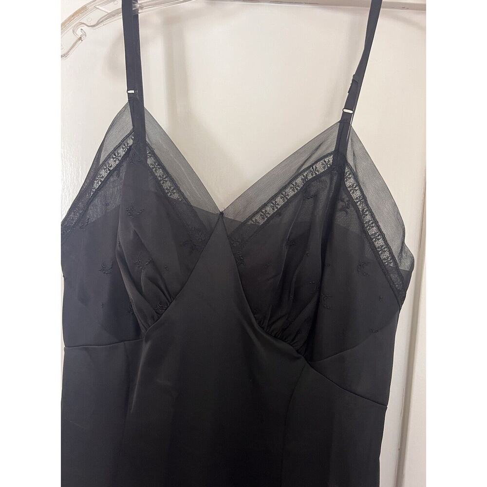Vintage Seamprufe Sz 38 tall Nylon Black Full Slip Dress 1950's Sissy Pinup - Picture 5 of 7